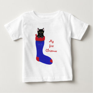 Black Cat i julklapp Första jul T Shirt