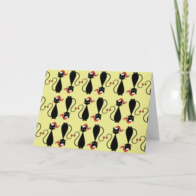 Black Cat i julklapp Helgkort (Framsida)