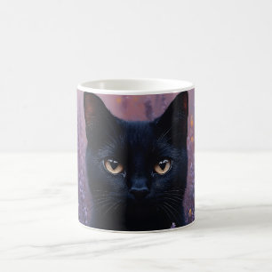 Black Cat i Lavender Fält Illustration Kaffemugg