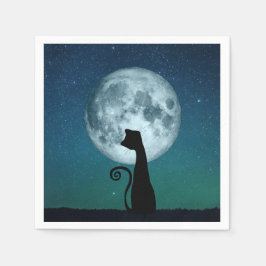 Black Cat i Moonlight Papper Napkins Pappersservett