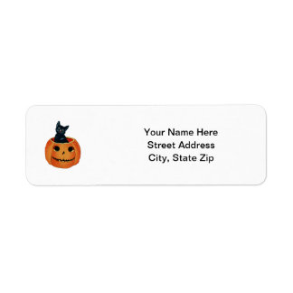 Black Cat i Pumpkin Returadress Etikett