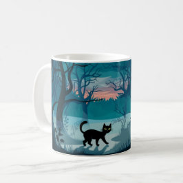 Black Cat i Skogen Design Coffee Mugg