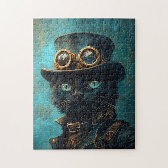 Black Cat i Steampunk Costume Pussel (Vertikal)