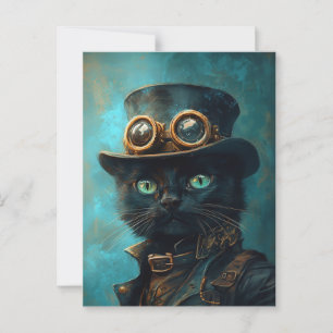 Black Cat i Steampunk Costume Vykort