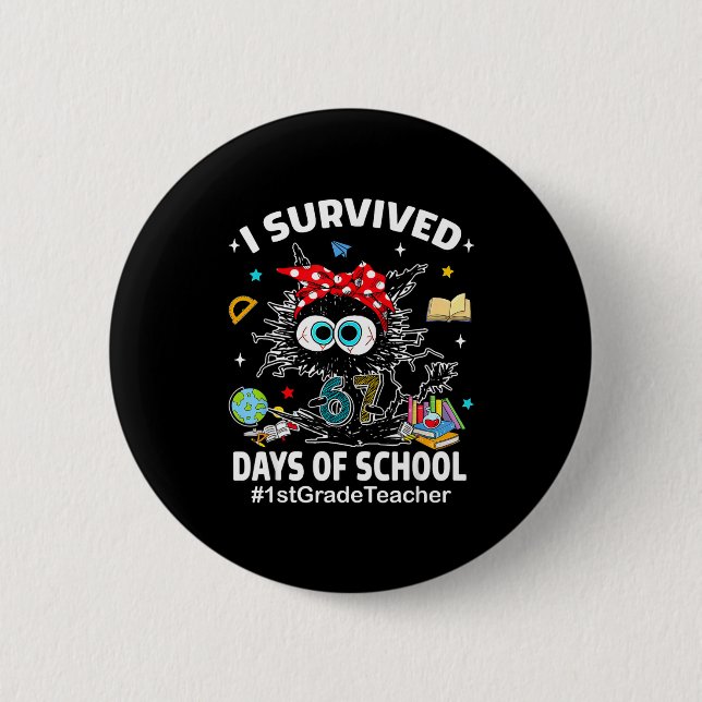 Black Cat I Survived 67 Days Of School 1st Grade T Knapp (Framsida)