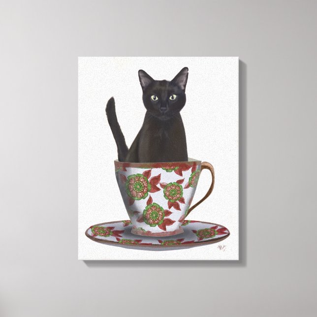 Black Cat i Tekopp Canvastryck (Framsida)