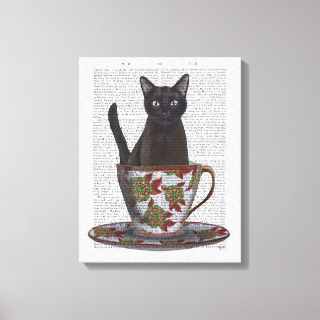 Black Cat i Tekopp Canvastryck (Framsida)