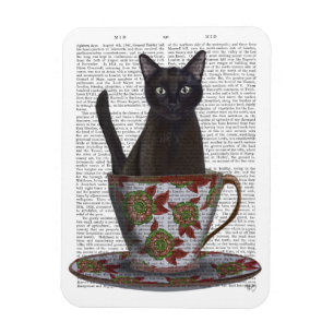 Black Cat i Tekopp Magnet