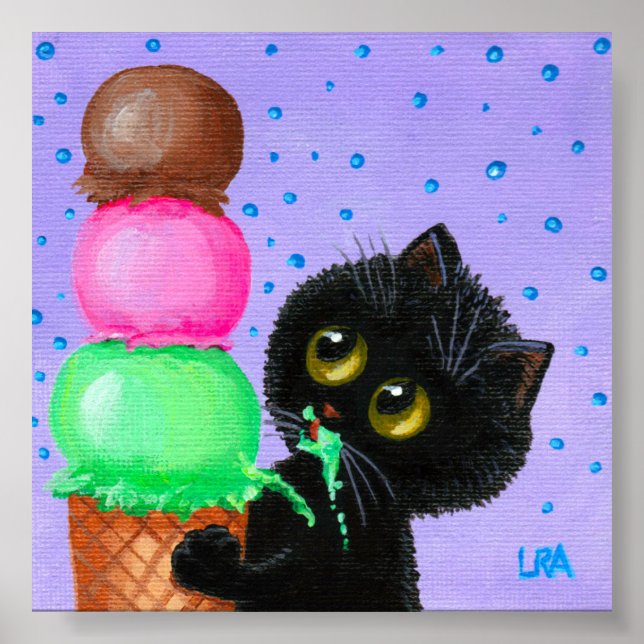 Black Cat Ice Cream Creationart Poster (Framsidan)