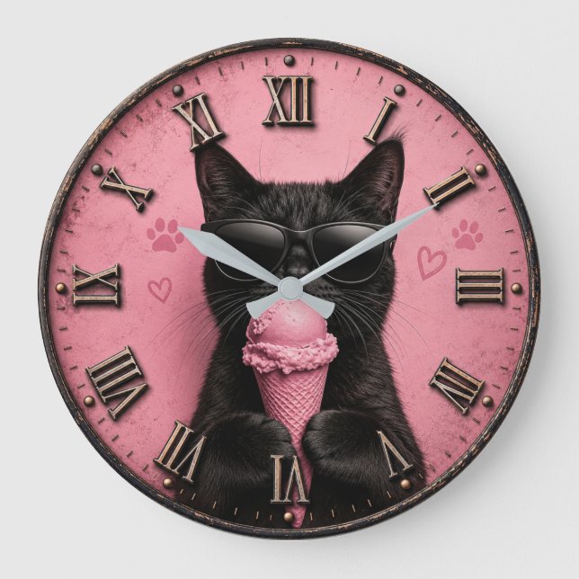 Black Cat Ice Cream  Stor Klocka (Framsida)