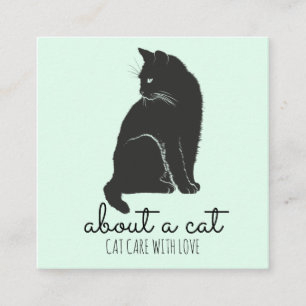 Black Cat Illustration Cat Care Fyrkantigt Visitkort