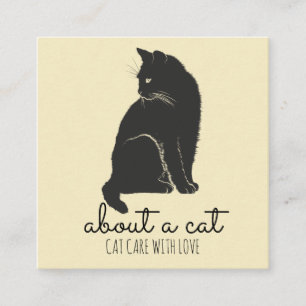 Black Cat Illustration Cat Care Fyrkantigt Visitkort