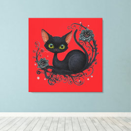 Black Cat in a Flower Cradle  Canvastryck