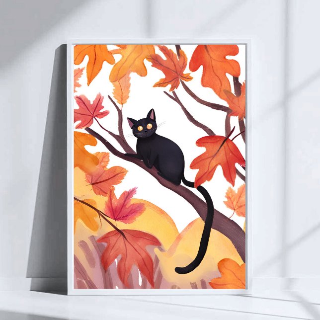 Black Cat in a Tree | Fall Autumn Spooky Cute Poster (Skapare uppladdad)