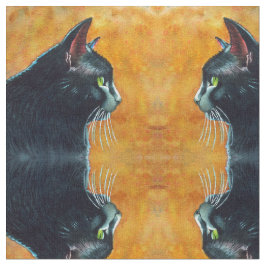 Black Cat in Profile Fabric av Rachel M Brown Tyg