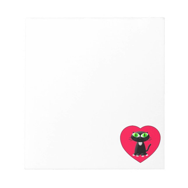 Black Cat in Red Heart Anpassningsbar Anteckningsblock (Framsida)