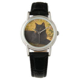 Black Cat in the Flowers I Armbandsur