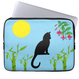 Black Cat in the Sunlit Garden Electronics Bag Laptop Fodral