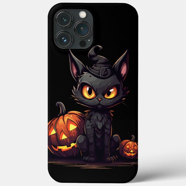 Black Cat in Witch Meowlow iPhone/iPad case (Baksida)