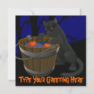 Black Cat-inbjudningar, Personlig Halloween-kort Inbjudningar