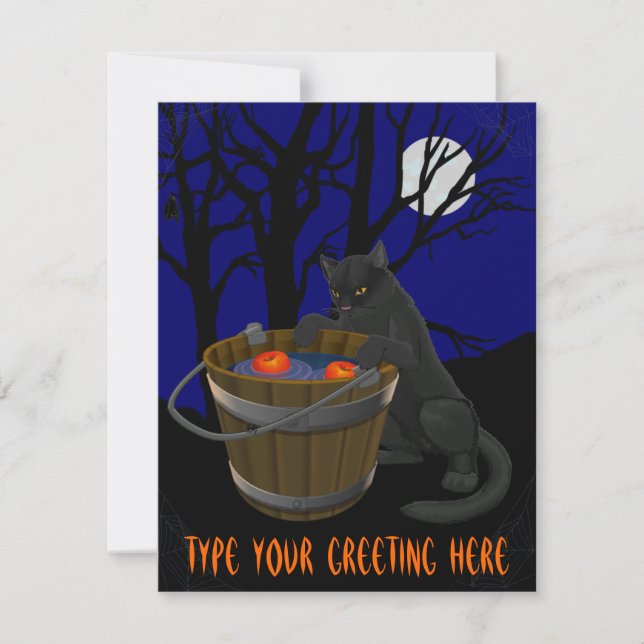 Black Cat-inbjudningar, Personlig Halloween-kort Inbjudningar (Framsida)