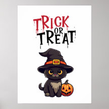 Black Cat Jack O'Lantern Bus eller godis Poster