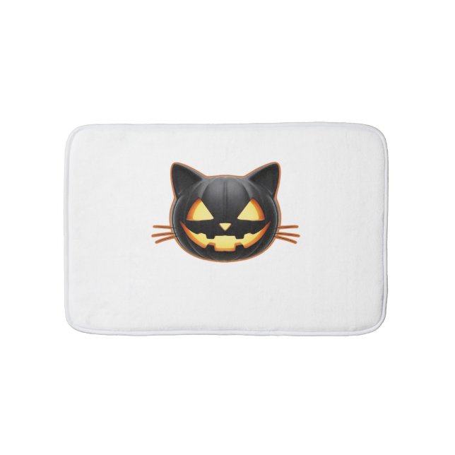 Black Cat Jack o'Lantern Emoji Classic T-Shirt Badrumsmatta (Framsidan)