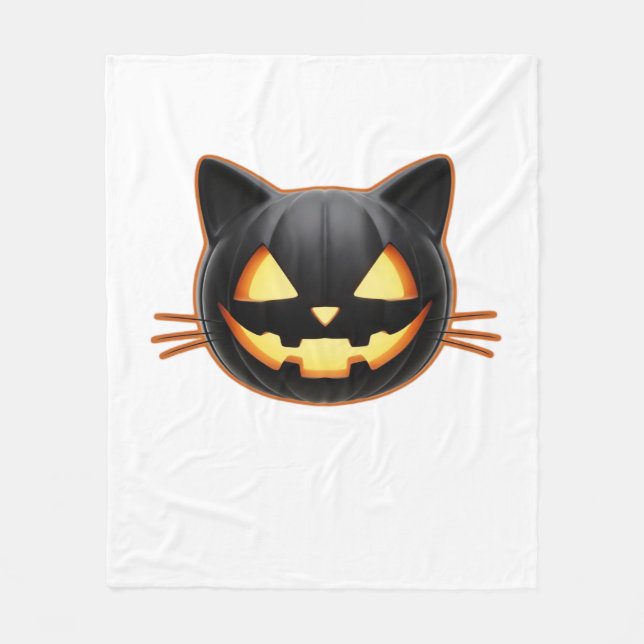 Black Cat Jack o'Lantern Emoji Classic T-Shirt Fleecefilt (Framsidan)