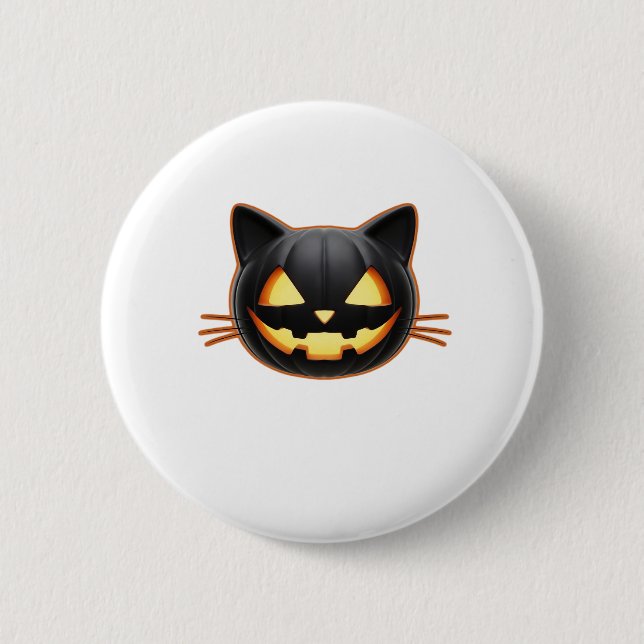 Black Cat Jack o'Lantern Emoji Classic T-Shirt Knapp (Framsida)