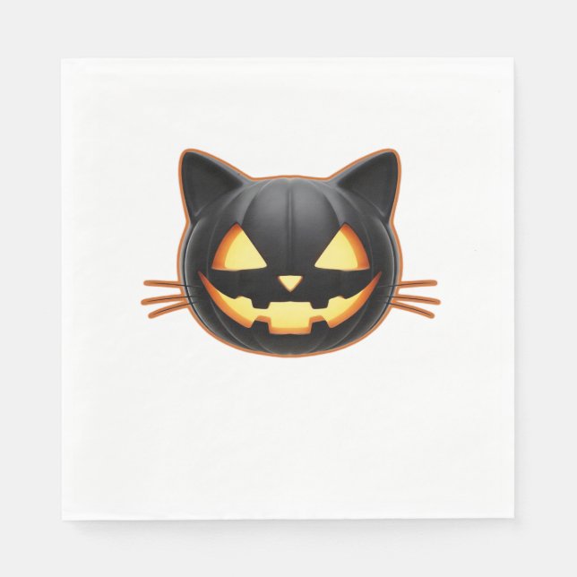 Black Cat Jack o'Lantern Emoji Classic T-Shirt Pappersservett (Framsidan)