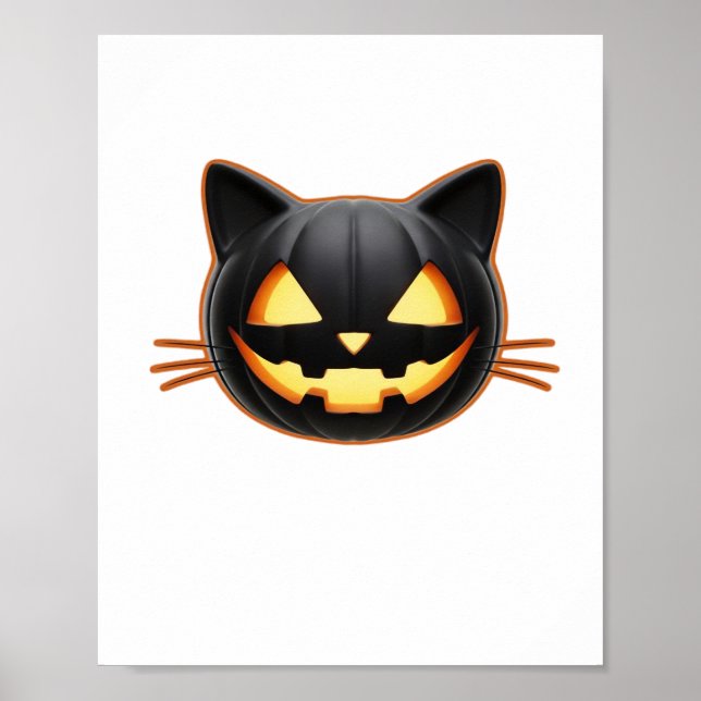 Black Cat Jack o'Lantern Emoji Classic T-Shirt Poster (Framsidan)
