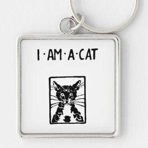 Black Cat Jag är en Cat Cat Lover Fyrkantig Silverfärgad Nyckelring