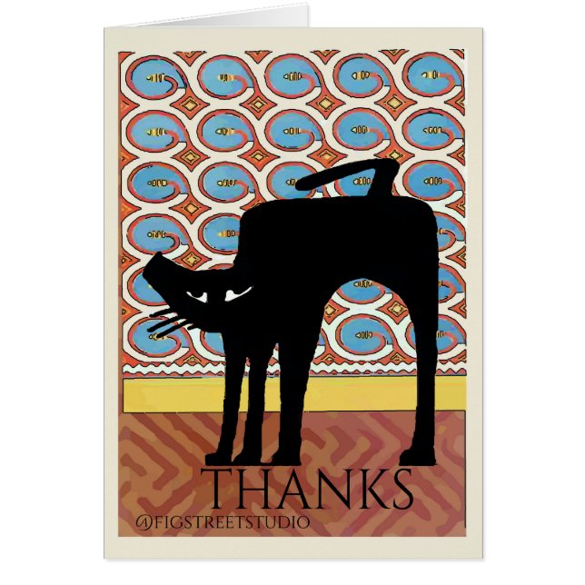 Black Cat Japanska Tapet Hälsningskort (Framsidan)