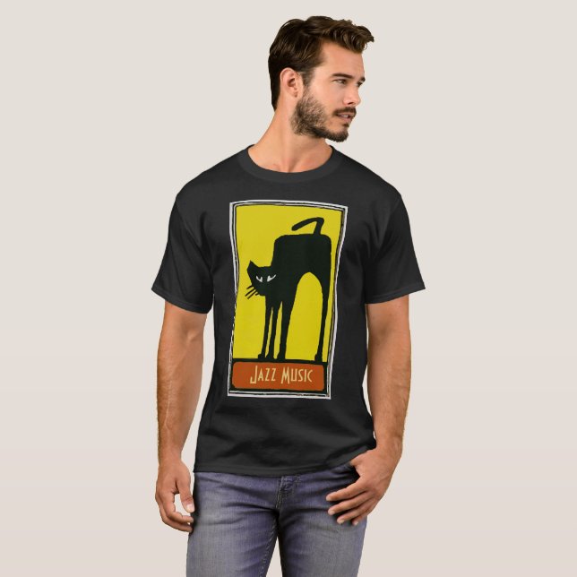 Black Cat, Jazz Music Tee Shirt (Hel framsida)
