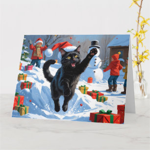 Black Cat jul Festive Snö Scene Kort