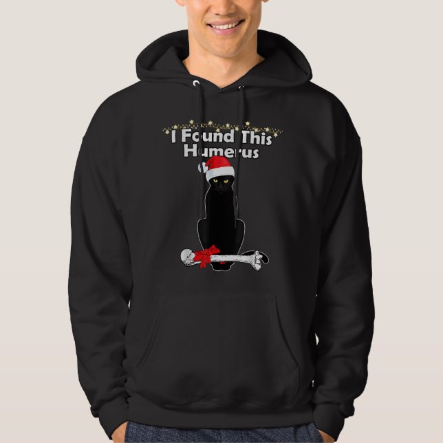 Black Cat jul Ljus Funny Julafton Cats Hoodie (Framsida)