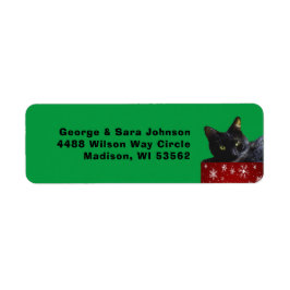 Black Cat-jul på Snöflingor-adressetikett Returadress Etikett
