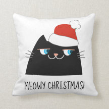 Black Cat jul Pillow | Cute Santa Kattunge