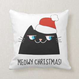 Black Cat jul Pillow | Cute Santa Kattunge Kudde