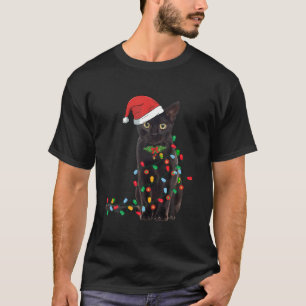 Black Cat jul Santa Hat Pajama Julafton Cat Kärlek T Shirt
