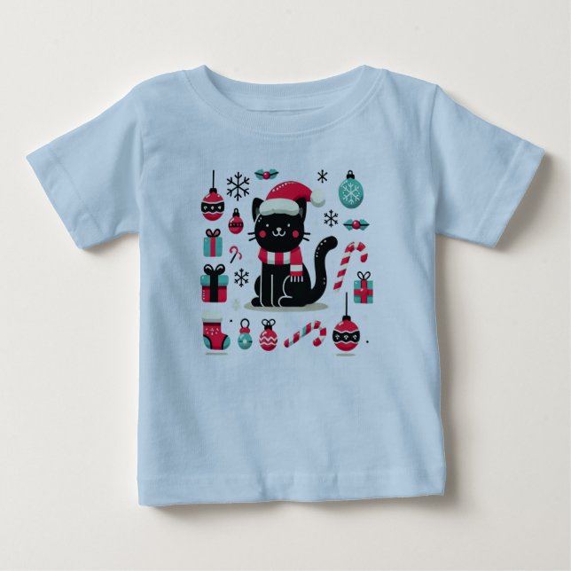 Black Cat jul T Shirt (Framsida)