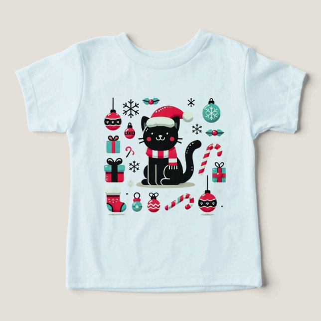 Black Cat jul T Shirt (Design Framsida)