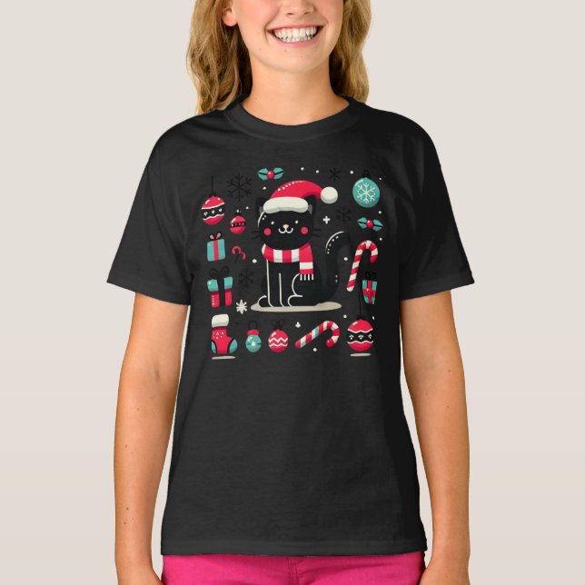 Black Cat jul T Shirt (Framsida)