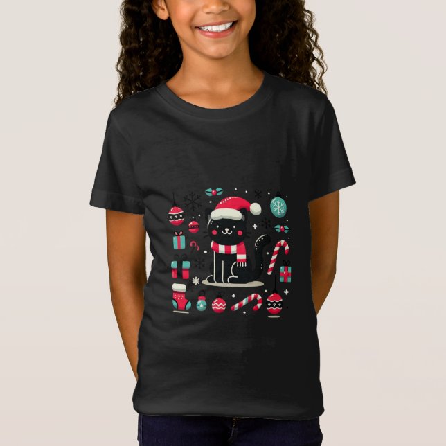 Black Cat jul T Shirt (Framsida)