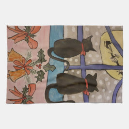 Black Cat jul Tea Towel Kökshandduk