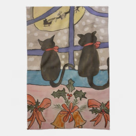 Black Cat jul Tea Towel Kökshandduk
