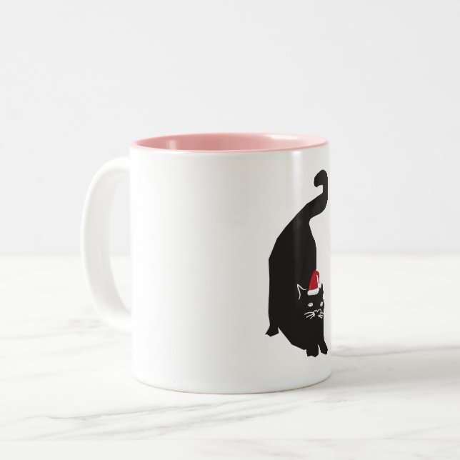 Black Cat-jul Två-Tonad Mugg (Framsida vänster)