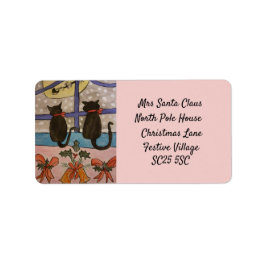 Black Cat-juladressetikett Adressetikett