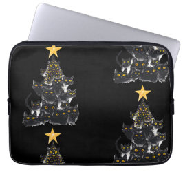 Black Cat Julgran Design Sparris Laptop Fodral