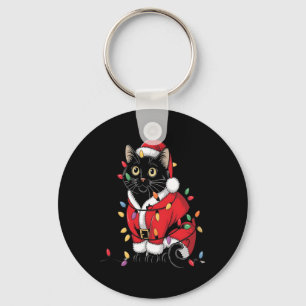 Black Cat Julgran Ljus Funny Santa Kitten Nyckelring